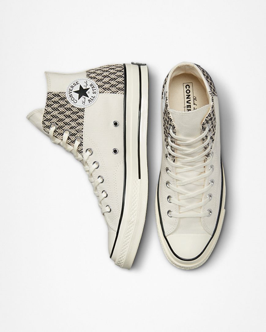 Tenis Converse Chuck 70 Patchwork Cano Alto Masculino Bege Branco Pretas | PT X047539